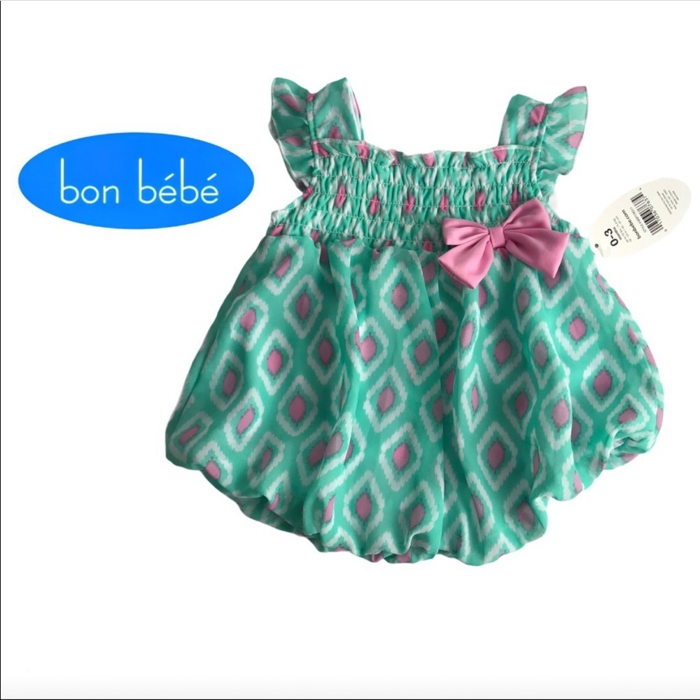 NWT Bon Bebe Baby Girls' Dress/Bodysuit Combo